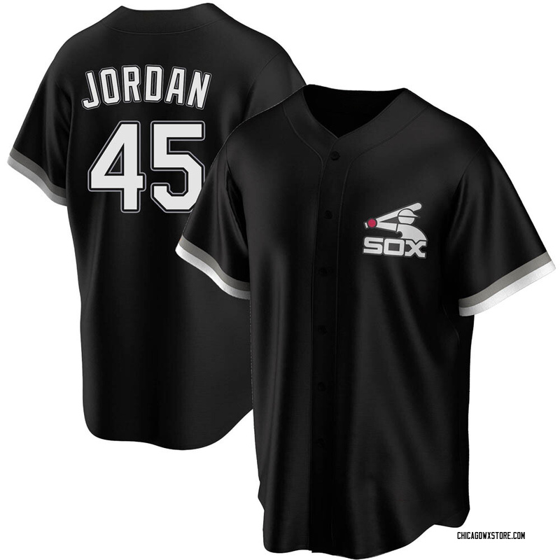 بلوزه حفر Men's Chicago White Sox 45 Michael Jordan Black Cool Base Jersey اتال